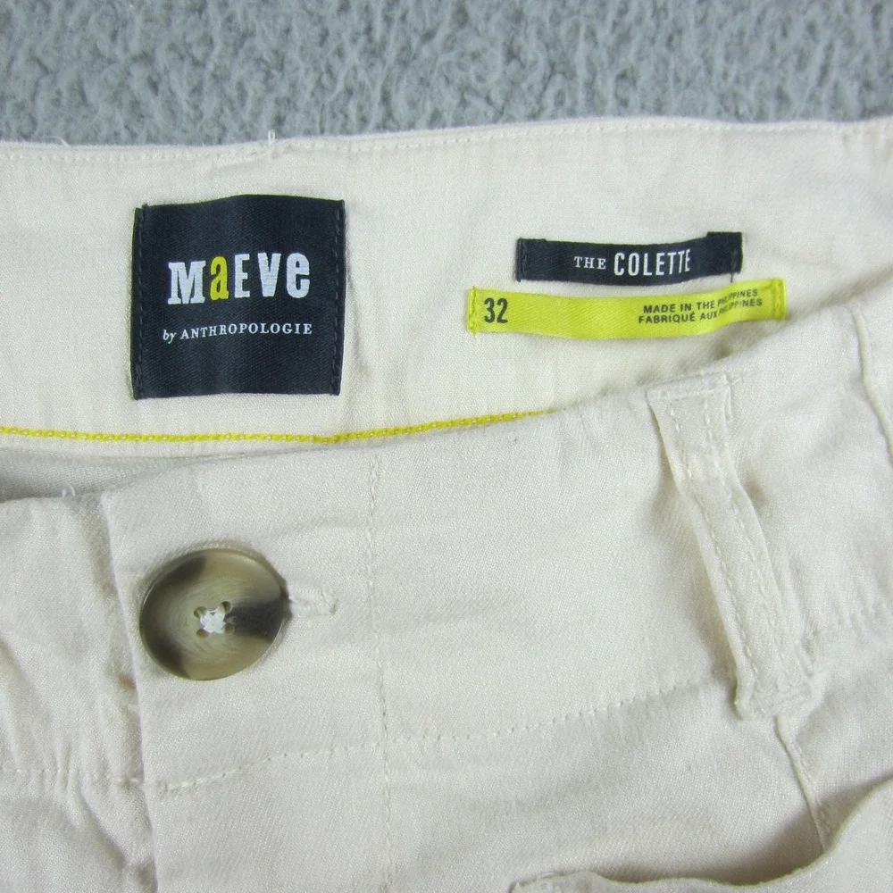 Maeve Anthropologie The Colette Wide Leg Crop Pant Womens 32 Cream Off White Y2K - Picture 5 of 12
